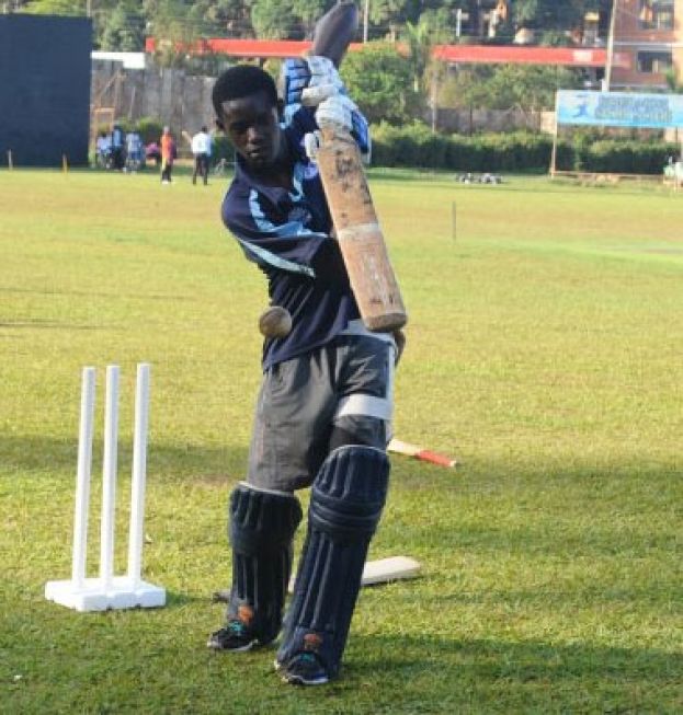Youngster Siraje Nsubuga undergoing light batting practice at Lugogo. Photo by E. Chicco 